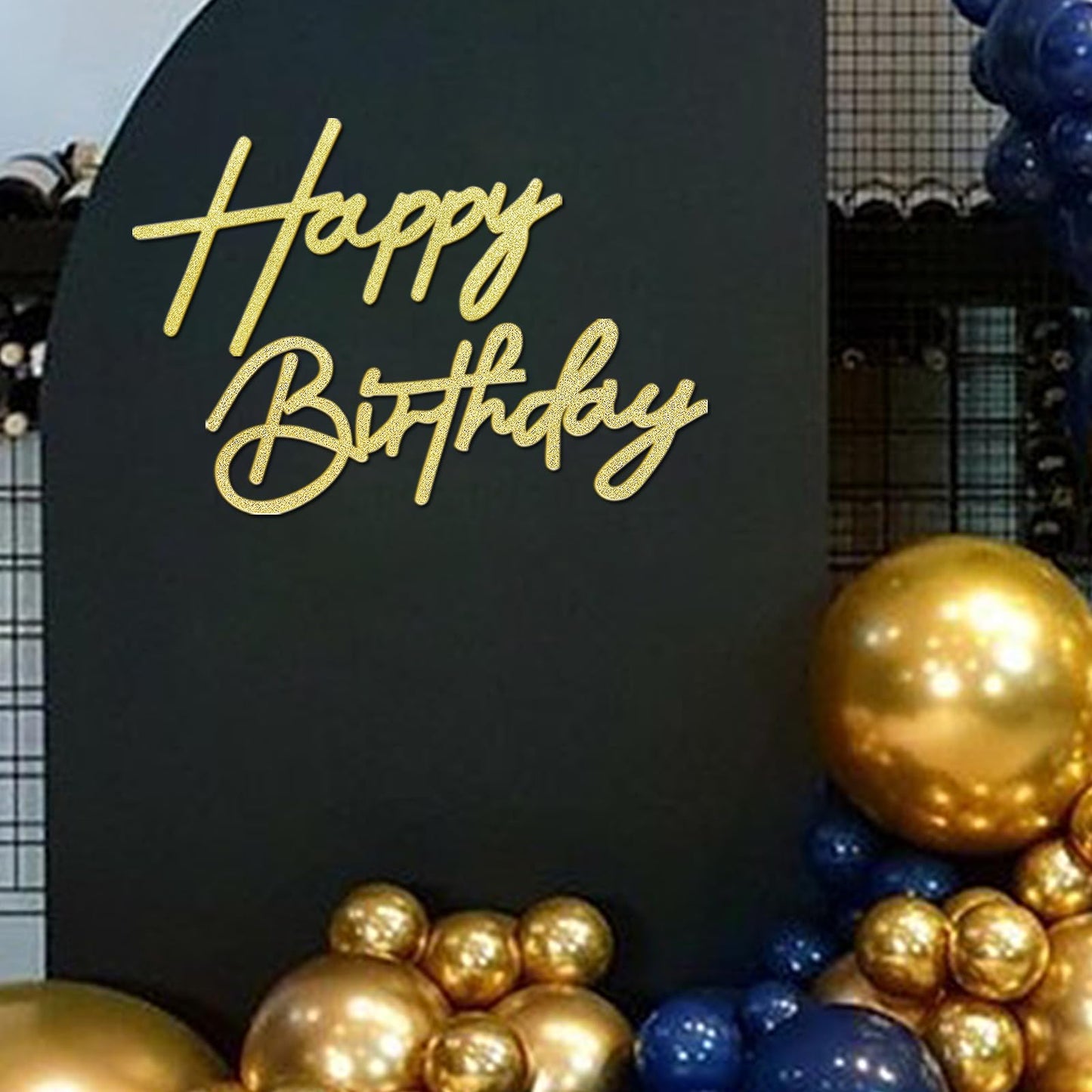 MASTRON Glitter Gold Happy Birthday Sign for Backdrop – Felt Letters for Balloon Arch & Party Decor