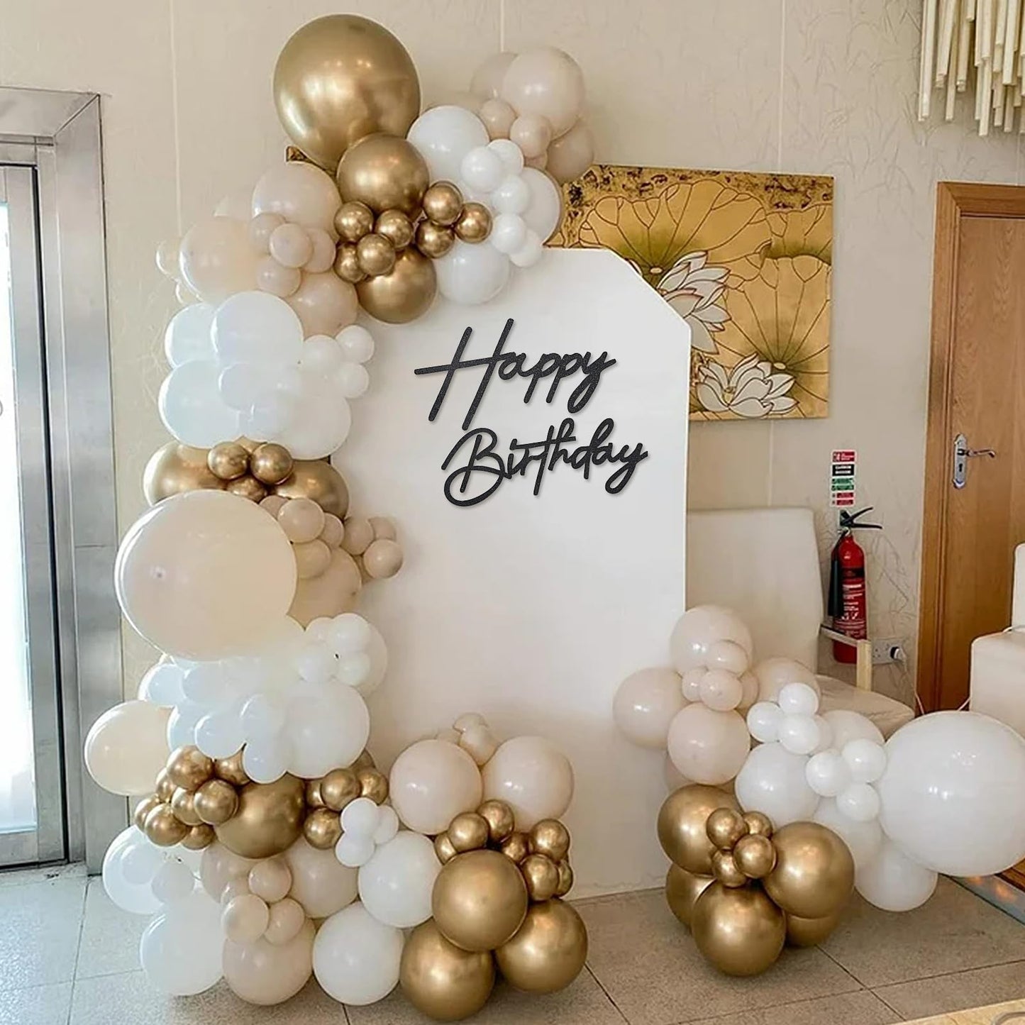 MASTRON Glitter Black Happy Birthday Sign for Backdrops – Felt Arch Letters