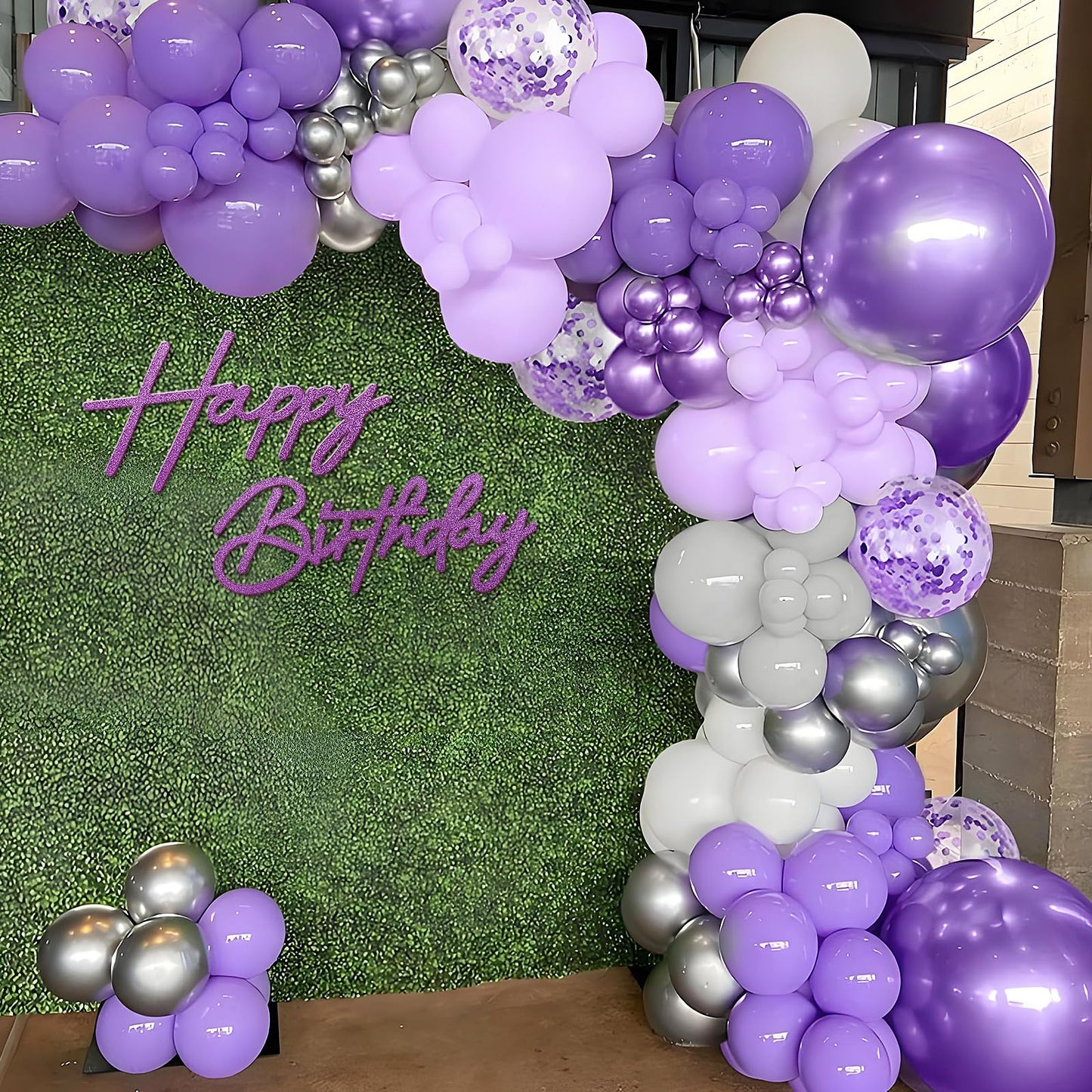 MASTRON Happy Birthday Sign for Backdrop - Glitter Purple Felt Letters for Balloon Arch Decor