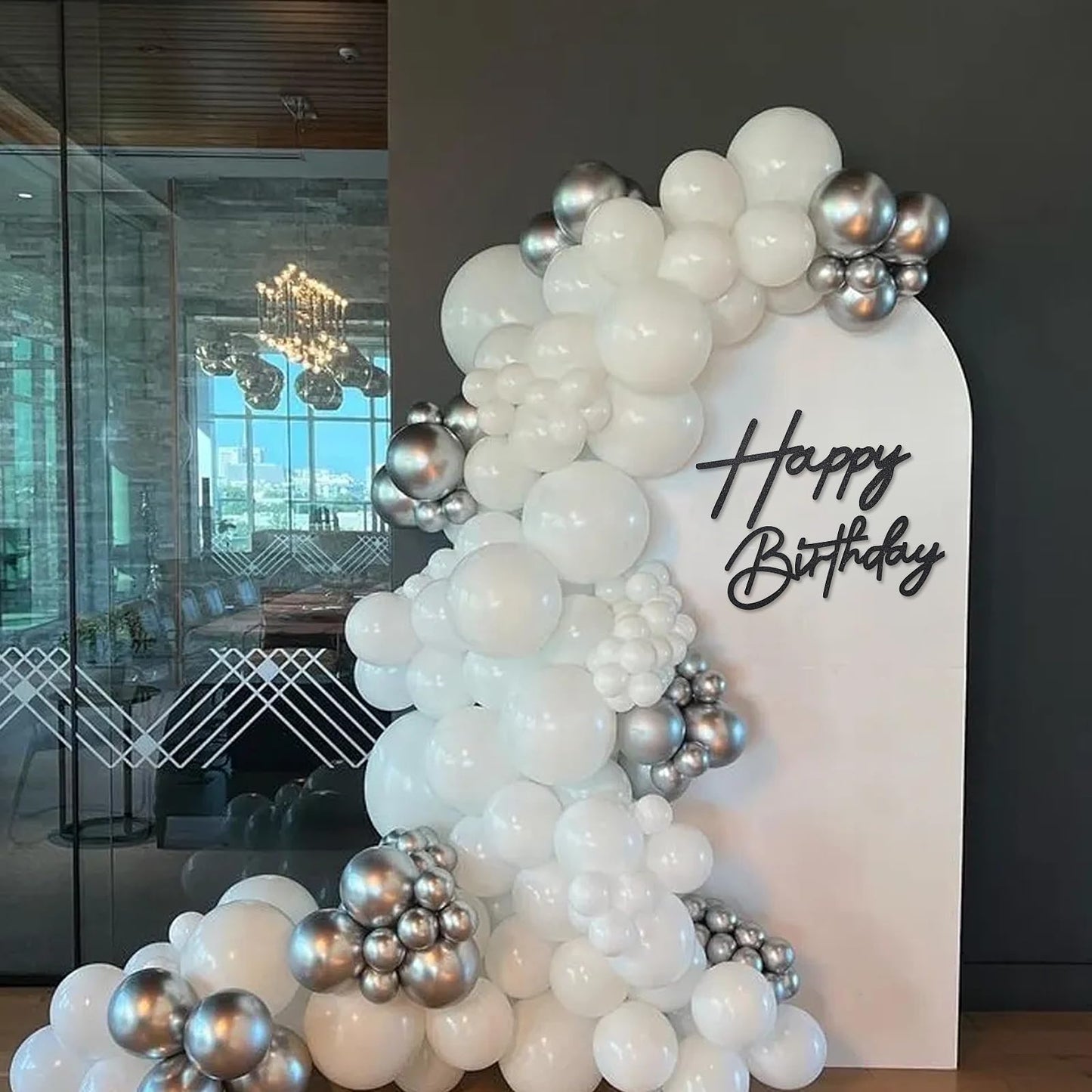 MASTRON Glitter Black Happy Birthday Sign for Backdrops – Felt Arch Letters