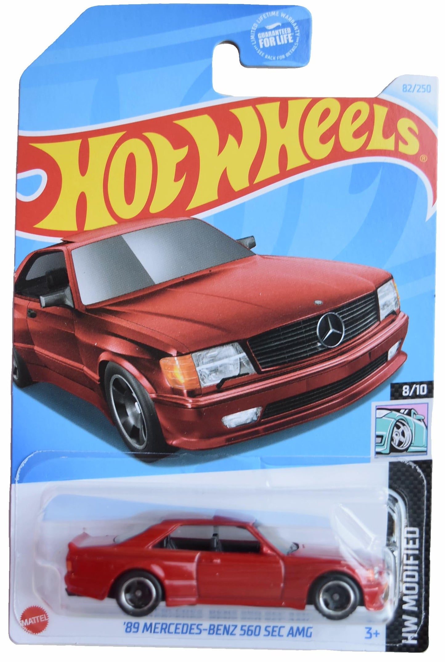 Matchbox Hot Wheels 1989 Mercedes-Benz 560 SEC AMG Red HW Modified 82/250 1:64 Die-Cast