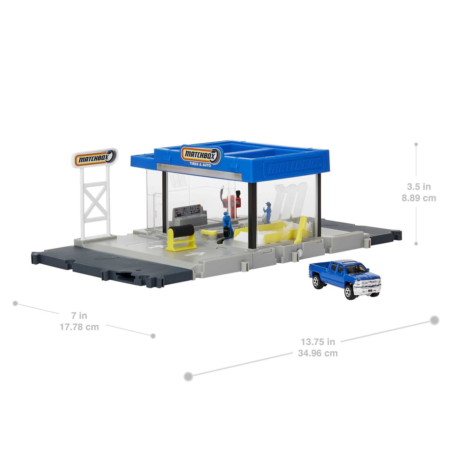 Matchbox Action Drivers Auto Shop Playset – 1 Chevy Silverado, Moving Parts & Figures