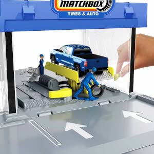 Matchbox Action Drivers Auto Shop Playset – 1 Chevy Silverado, Moving Parts & Figures