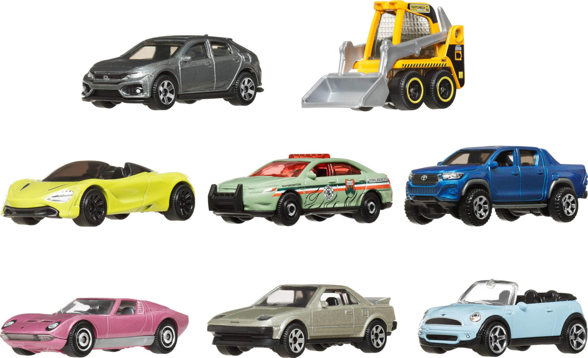 Matchbox 1:64 Die-Cast 8-Pack – Themed Vehicles with 1 Exclusive Vehicle