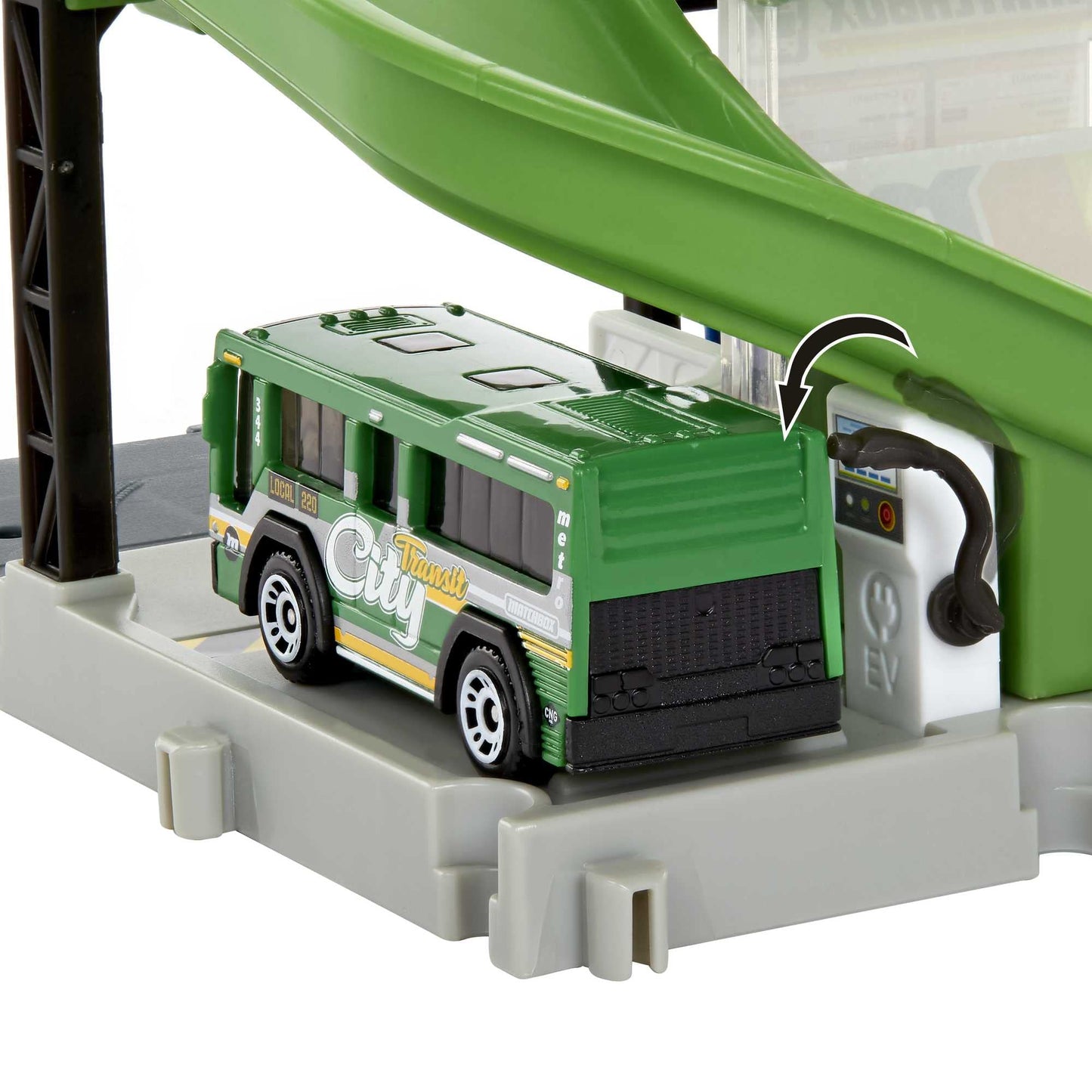 Matchbox Bus Station Track – 1:64 Bus Included, Gift for Kids 3+