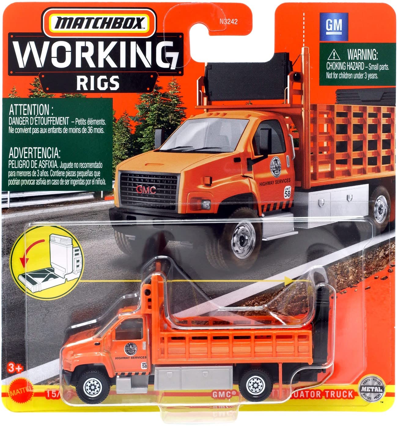 Matchbox GMC 3500 Attenuator Truck Orange | Working Rigs 15/16