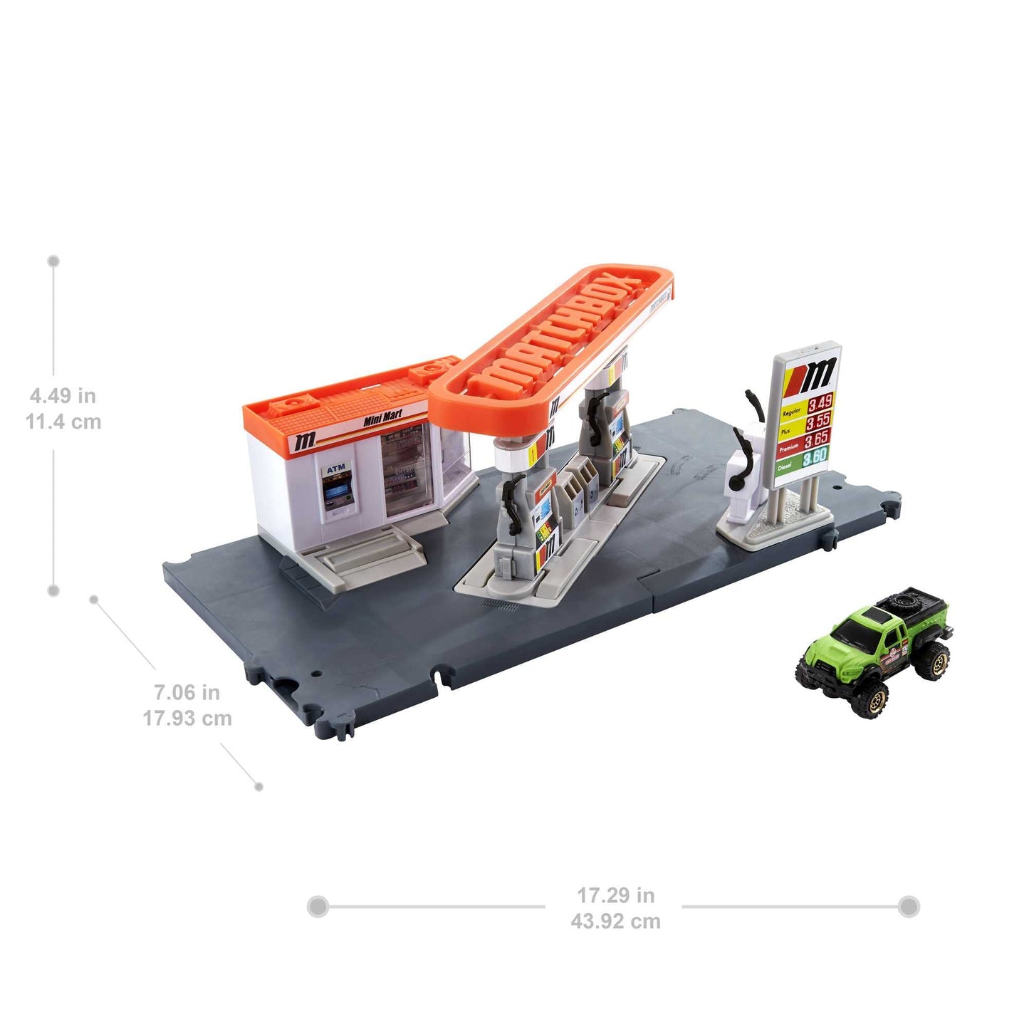 Matchbox Action Drivers Fuel Station Playset – 1:64 Scale Car, Moveable Hoses & Car-Activated Features
