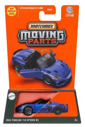 Matchbox Moving Parts 2024 Porsche 718 Spyder RS Blue 1:64 Diecast — Limited Edition 31/50