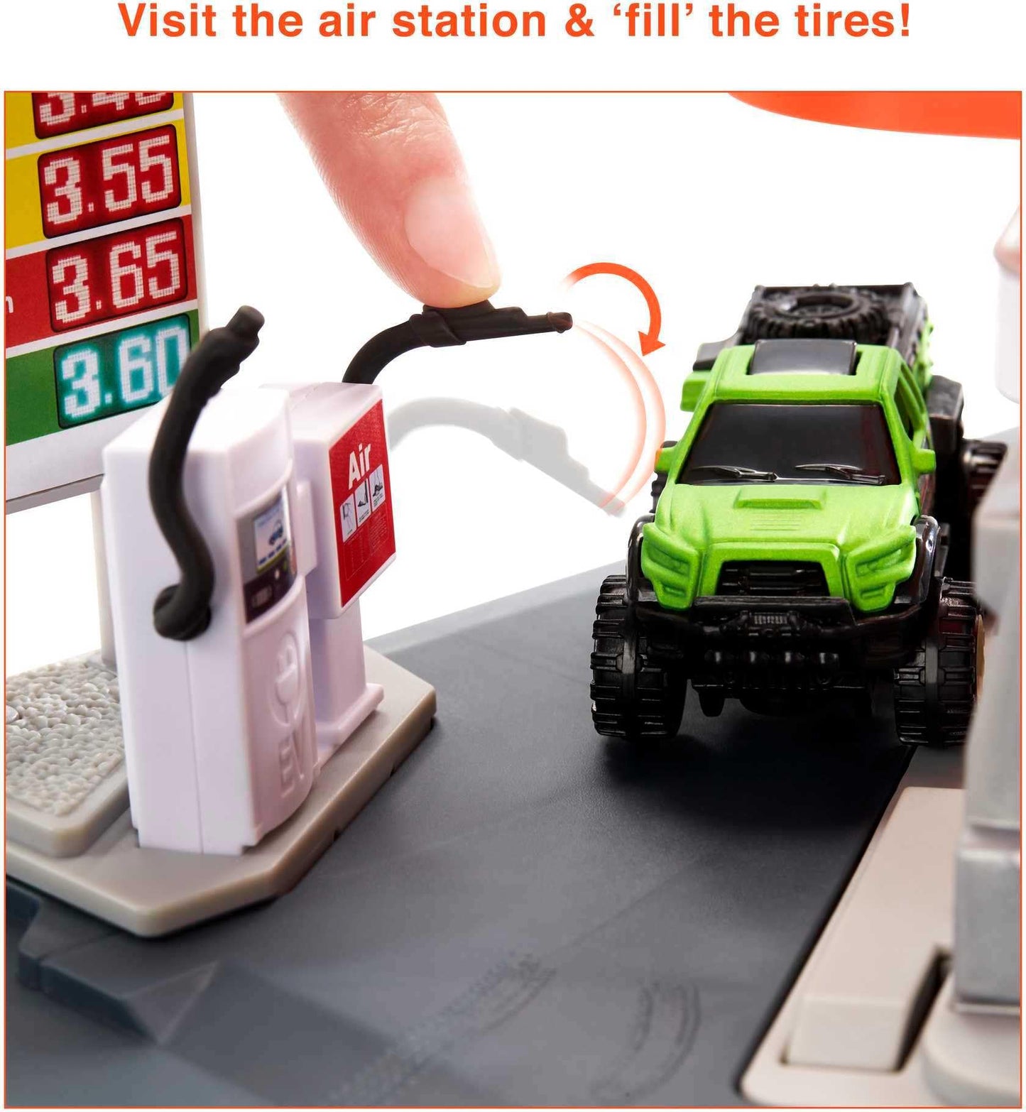Matchbox Action Drivers Fuel Station Playset – 1:64 Scale Car, Moveable Hoses & Car-Activated Features
