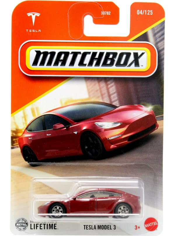 Hot Wheels Matchbox Tesla Model 3 Red 1:64 Diecast – 04/125 Series