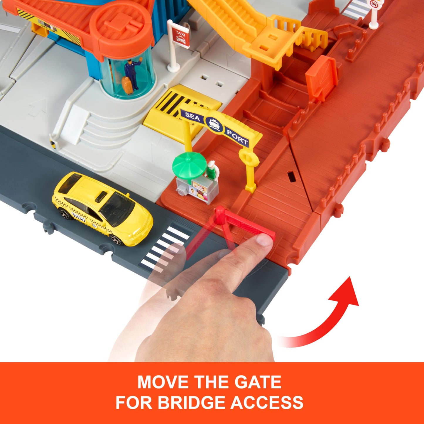Matchbox Transportation Center – 5-Level Parking Garage with Helicopter, Boat & Taxi | 1:64 Vehicles
