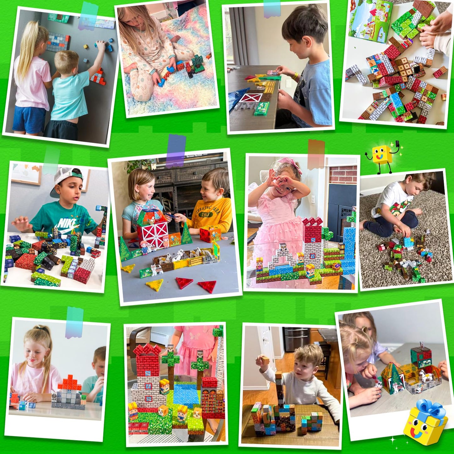 Matchtiles 100 PCS Magnetic Blocks Toy Set — Forest & Animal Building Tiles for STEM Play