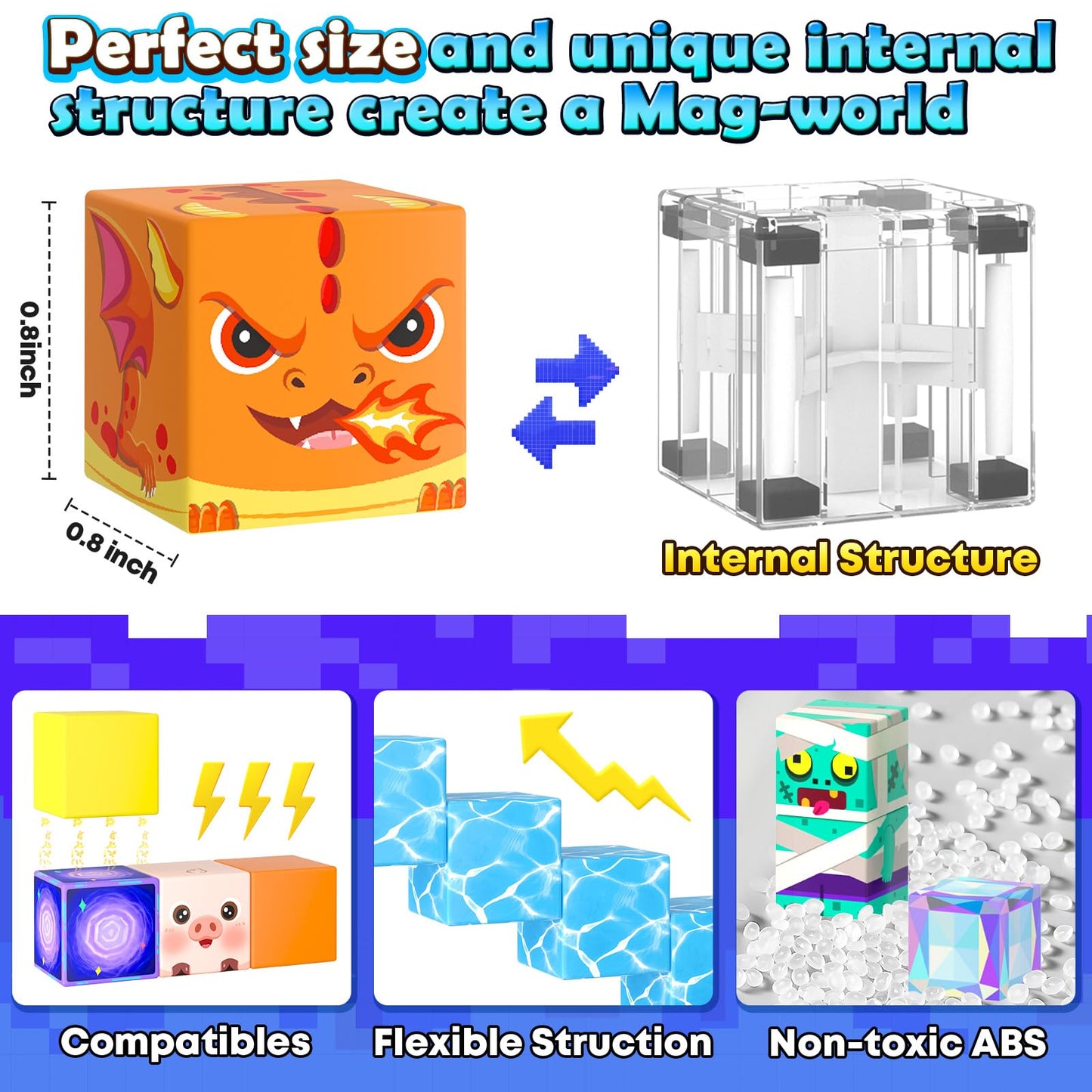 Matchtiles 150 PCS Magnetic Blocks Toys – Build Mine Magnet World Set for Kids 4-8 | STEM Montessori