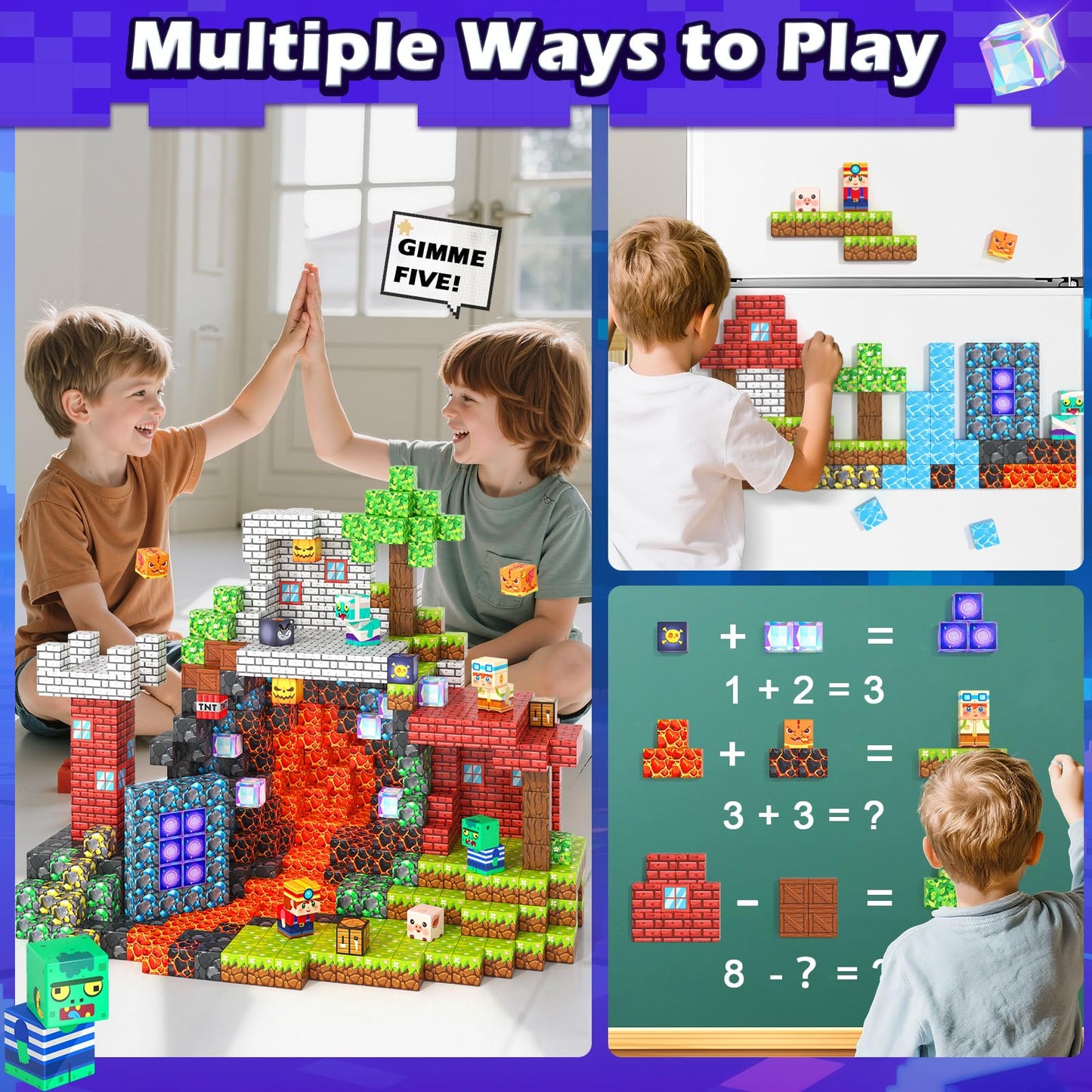 Matchtiles 150 PCS Magnetic Blocks Toys – Build Mine Magnet World Set for Kids 4-8 | STEM Montessori