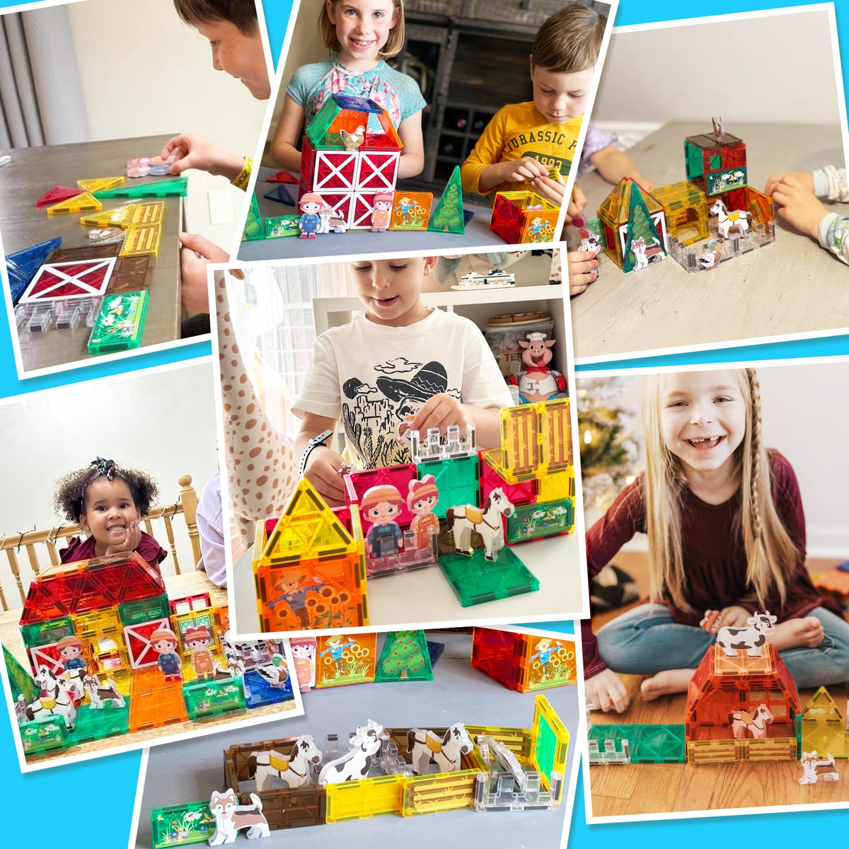 Matchtiles 105 PCS Magnetic Tiles — Farm Animals, STEM Building Toys for Kids 3+