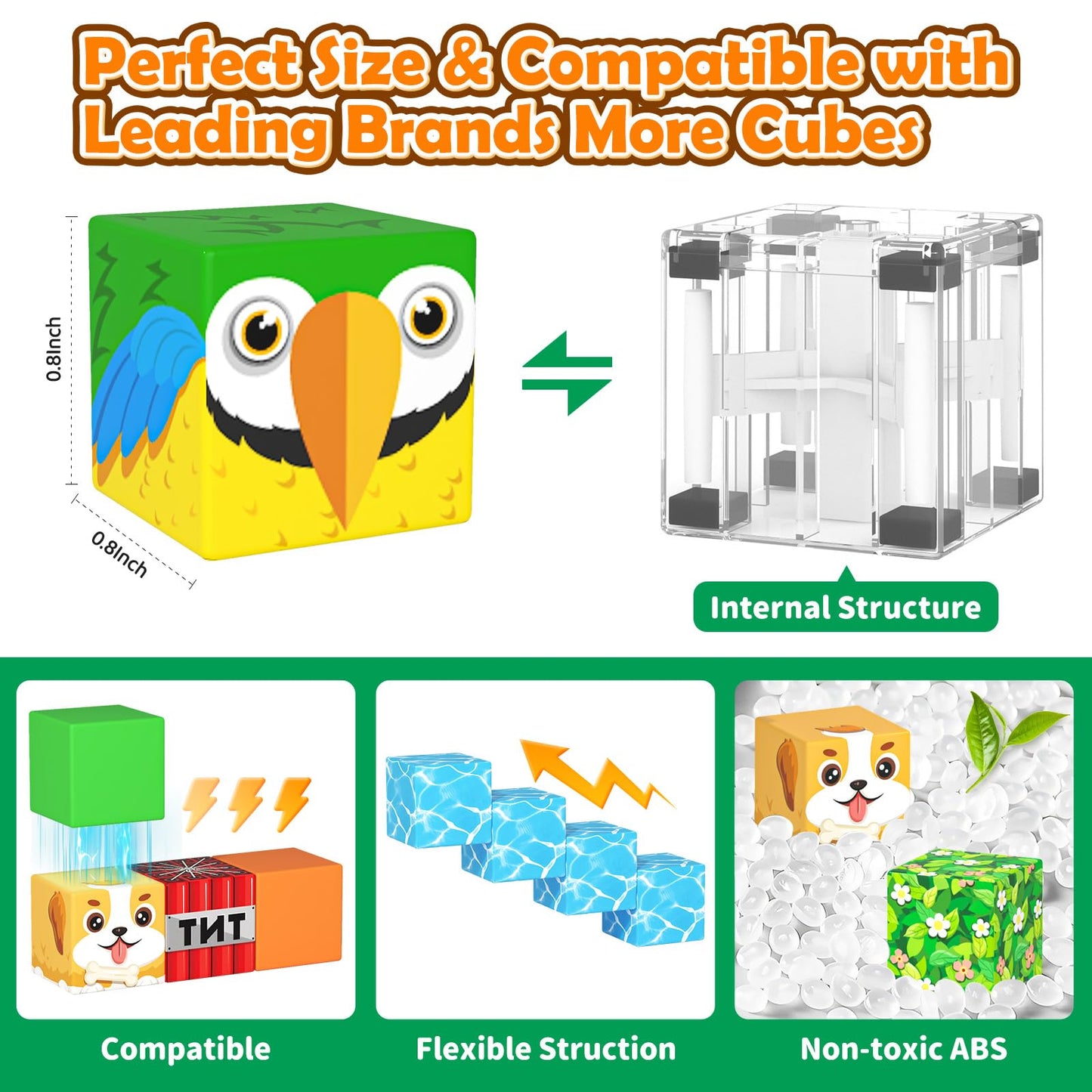 Matchtiles 100 PCS Magnetic Building Blocks – Mine World Forest Animals Set | STEM Toy for Kids Aged 3-8