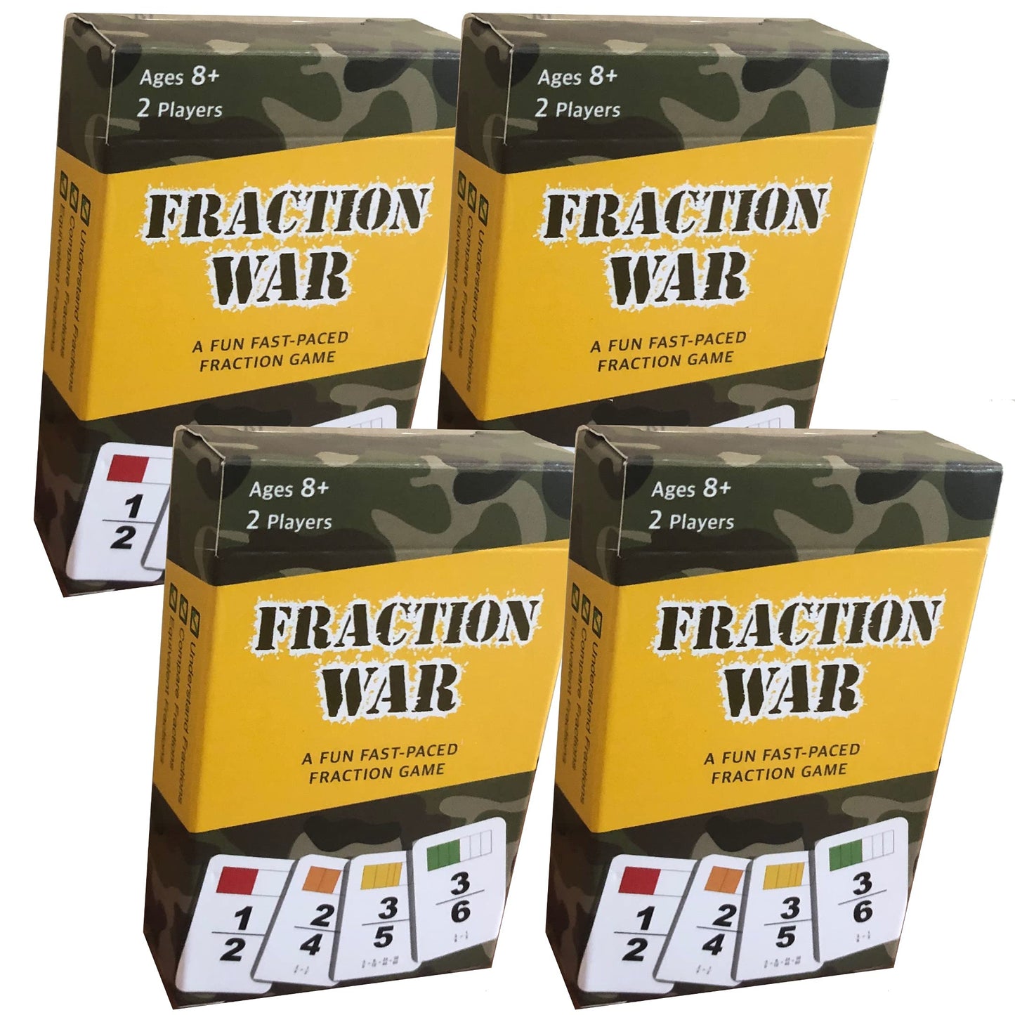 Math Magic Fraction War Math Game - Learn, Compare & Simplify Fractions (4 Pack, 2nd-5th Grade)