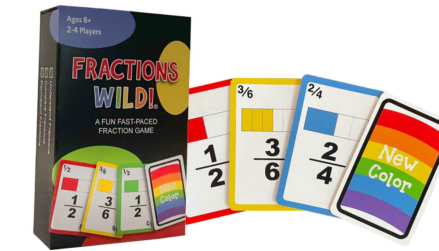Fractions Wild by Math Magic – First to Discard All Cards by Matching Fractions or Colors | Easy to Learn Math Card Game for Grades 3–6