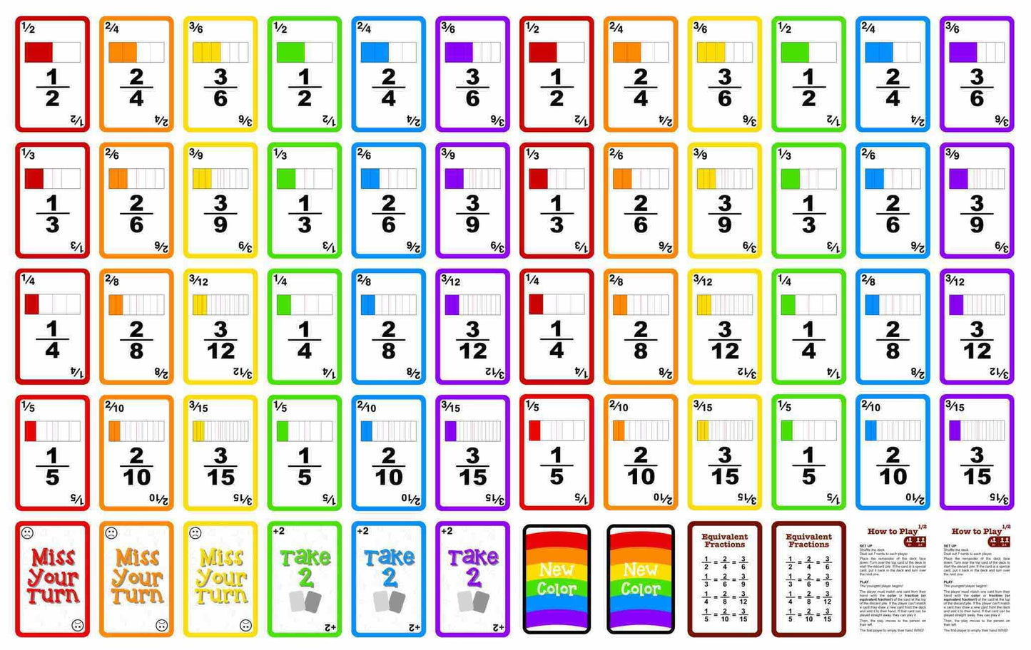 Fractions Wild by Math Magic – First to Discard All Cards by Matching Fractions or Colors | Easy to Learn Math Card Game for Grades 3–6