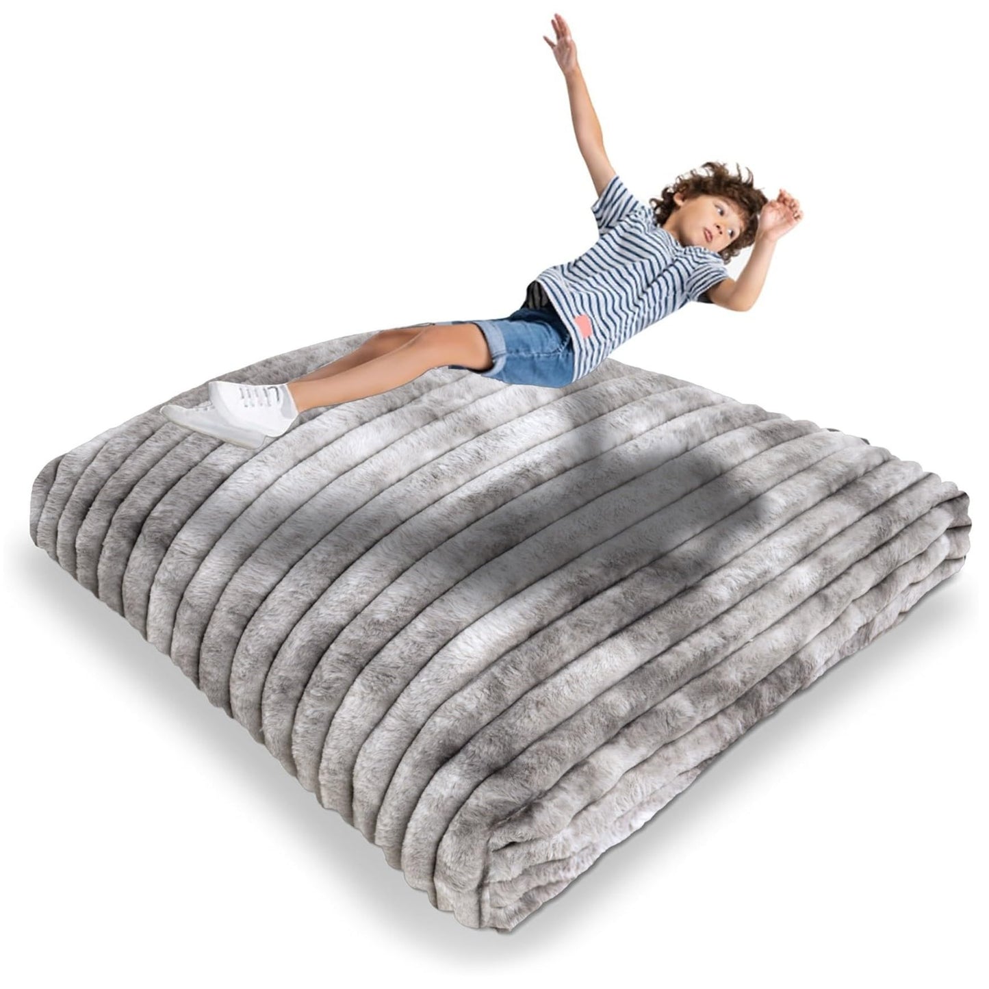 Matini Home Crash Pad – 36x36 Sensory Foam Block Pad for Jump, Play, Relax (Grey/White)