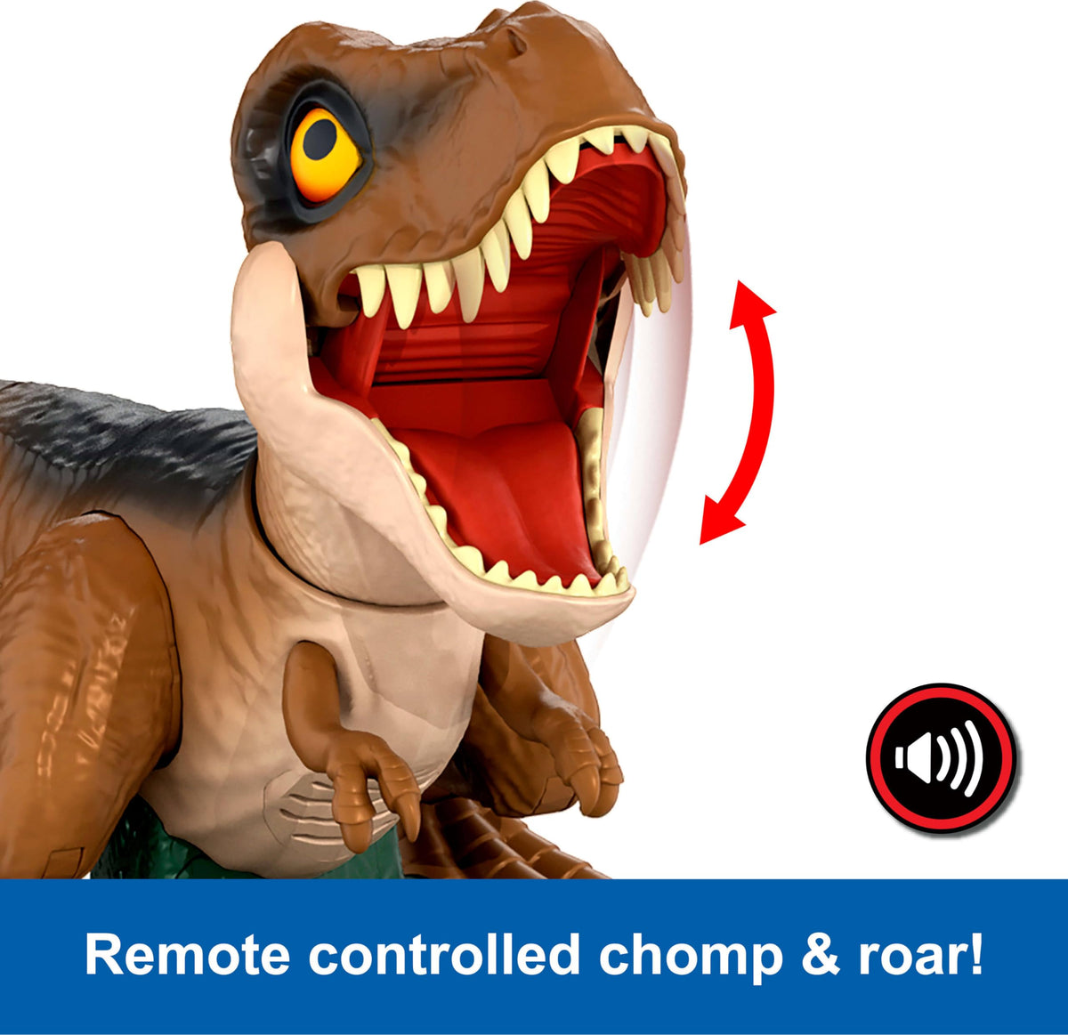 Mattel Jurassic World Roarin’ Frenzy T Rex RC Toy — 16-Inch Remote-Control Dinosaur with Turbo & Frenzy Modes