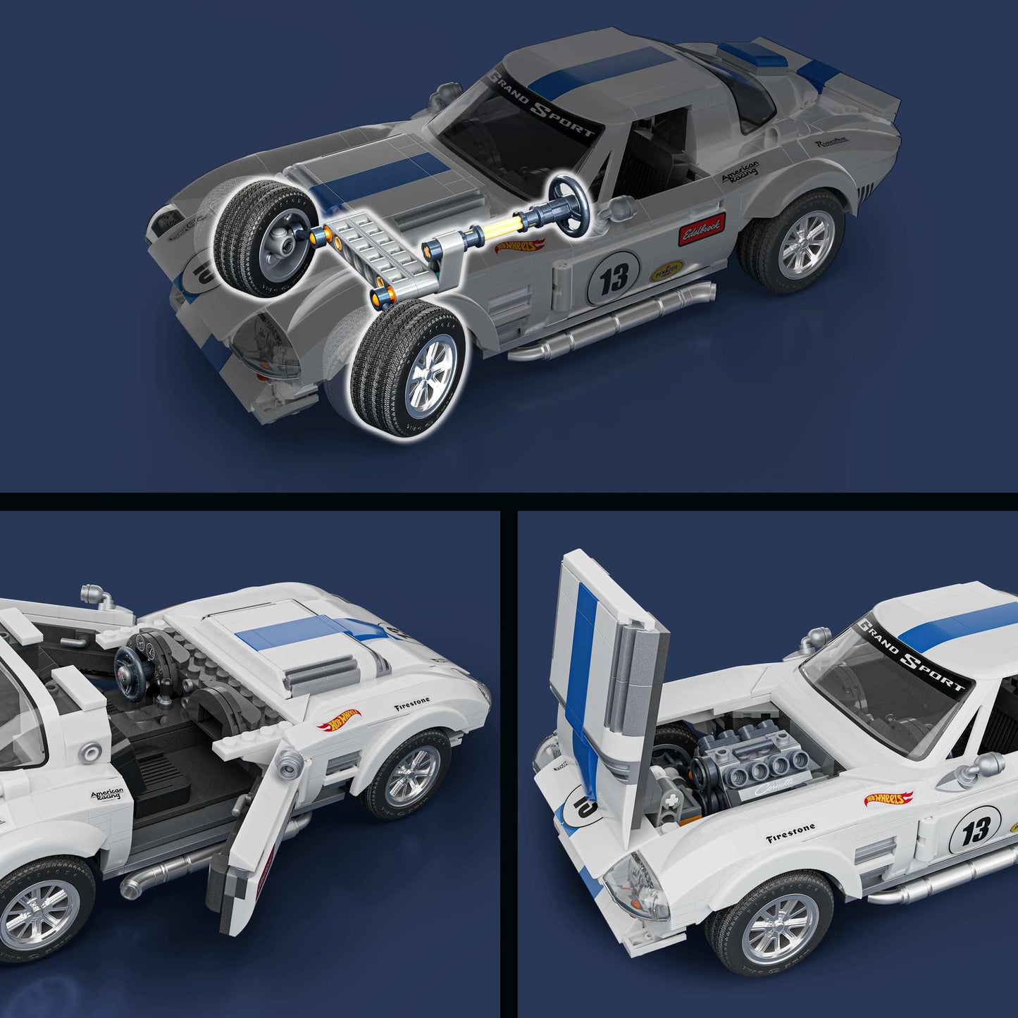 Mattel Brick Shop Hot Wheels Elite Corvette Grand Sport 1:16 Build Set - 918 Pieces
