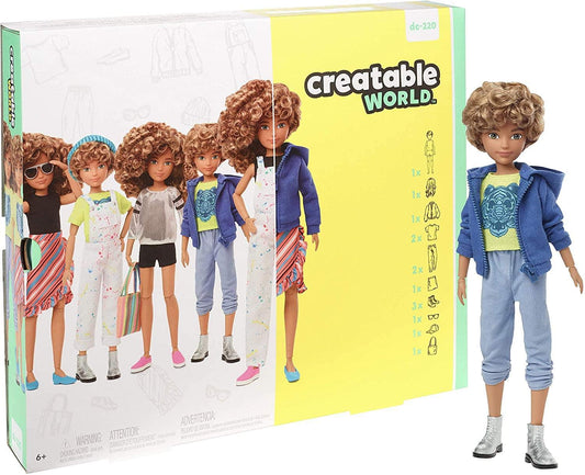 Mattel Creatable World Deluxe DC-220 Character Kit – Customizable 11-Inch Doll with Blonde Curly Hair & Mix‑and‑Match Outfits