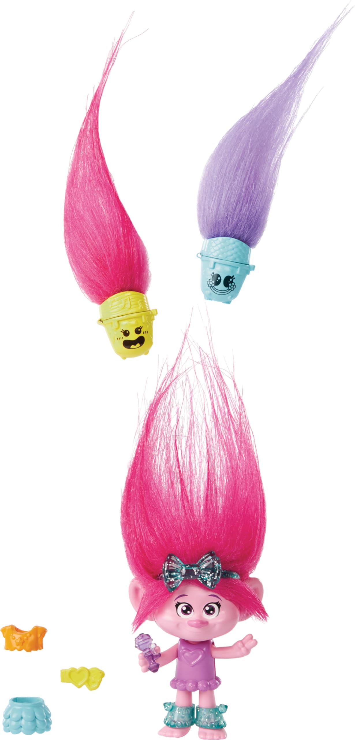 Mattel DreamWorks Trolls Band Together Hair Pops Queen Poppy Small Doll with Removable Clothes & Surprise Accessories