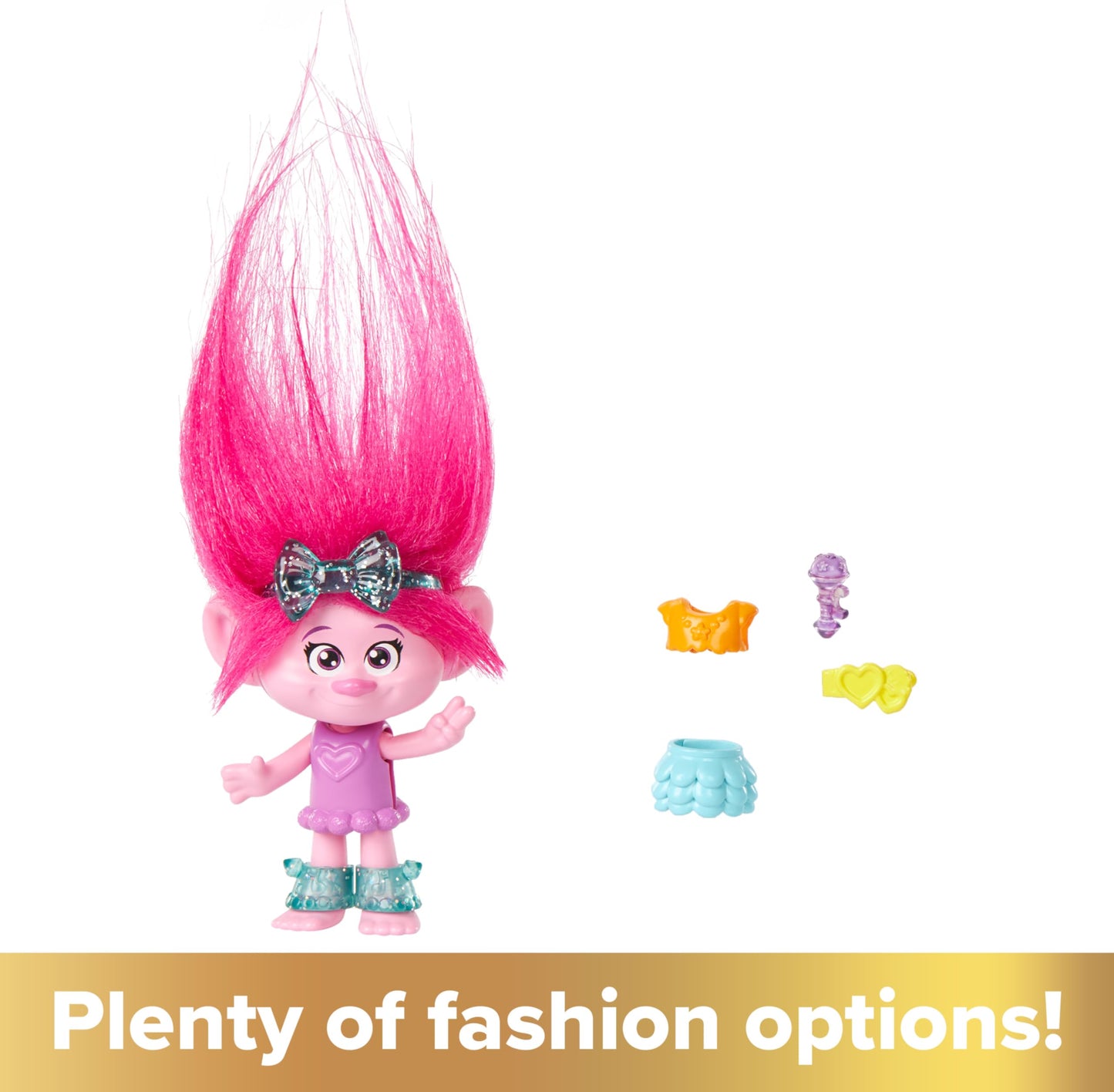 Mattel DreamWorks Trolls Band Together Hair Pops Queen Poppy Small Doll with Removable Clothes & Surprise Accessories