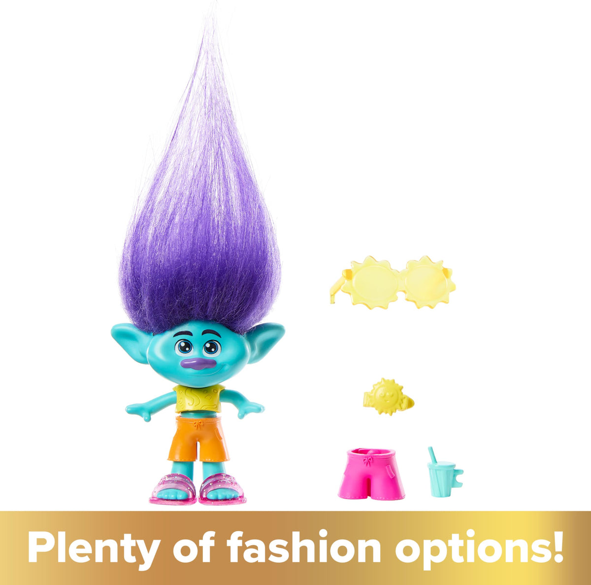 Mattel DreamWorks Trolls Hair Pops Branch – Small Doll with Removable Clothes & 3 Surprise Accessories