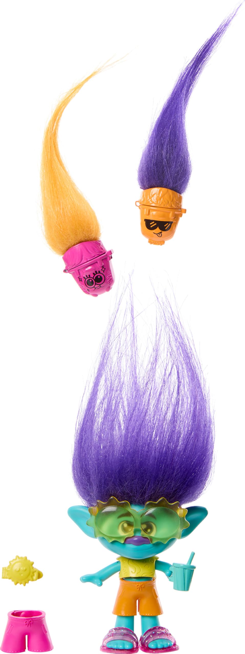 Mattel DreamWorks Trolls Hair Pops Branch – Small Doll with Removable Clothes & 3 Surprise Accessories