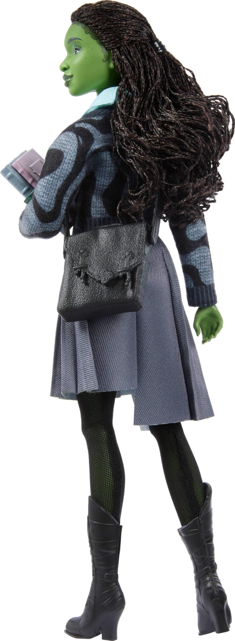 Mattel Universal Wicked Elphaba Fashion Doll – Green Skin, Braided Hair, Removable School Uniform