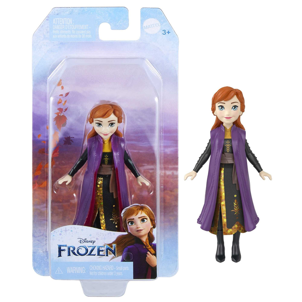 Mattel Frozen Anna Small Doll - Articulated, Removable Skirt & Cape