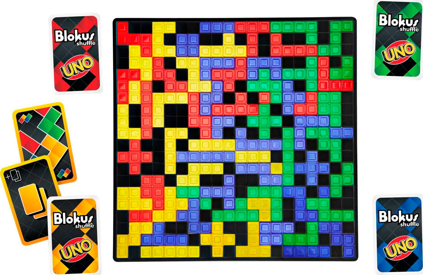 Mattel Games Blokus Shuffle UNO Edition — Strategy Board Game for 2–4 Players