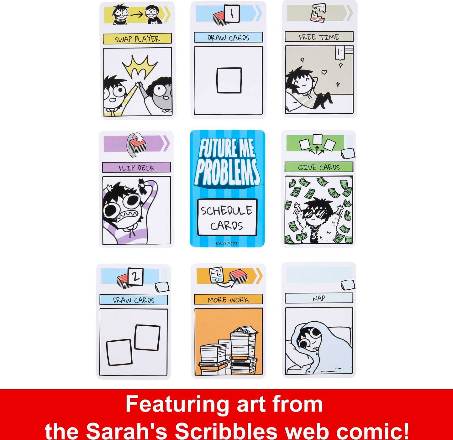 Mattel Games Sarah's Scribbles Future Me Problems Card Game - 2 Decks, 2-4 Players