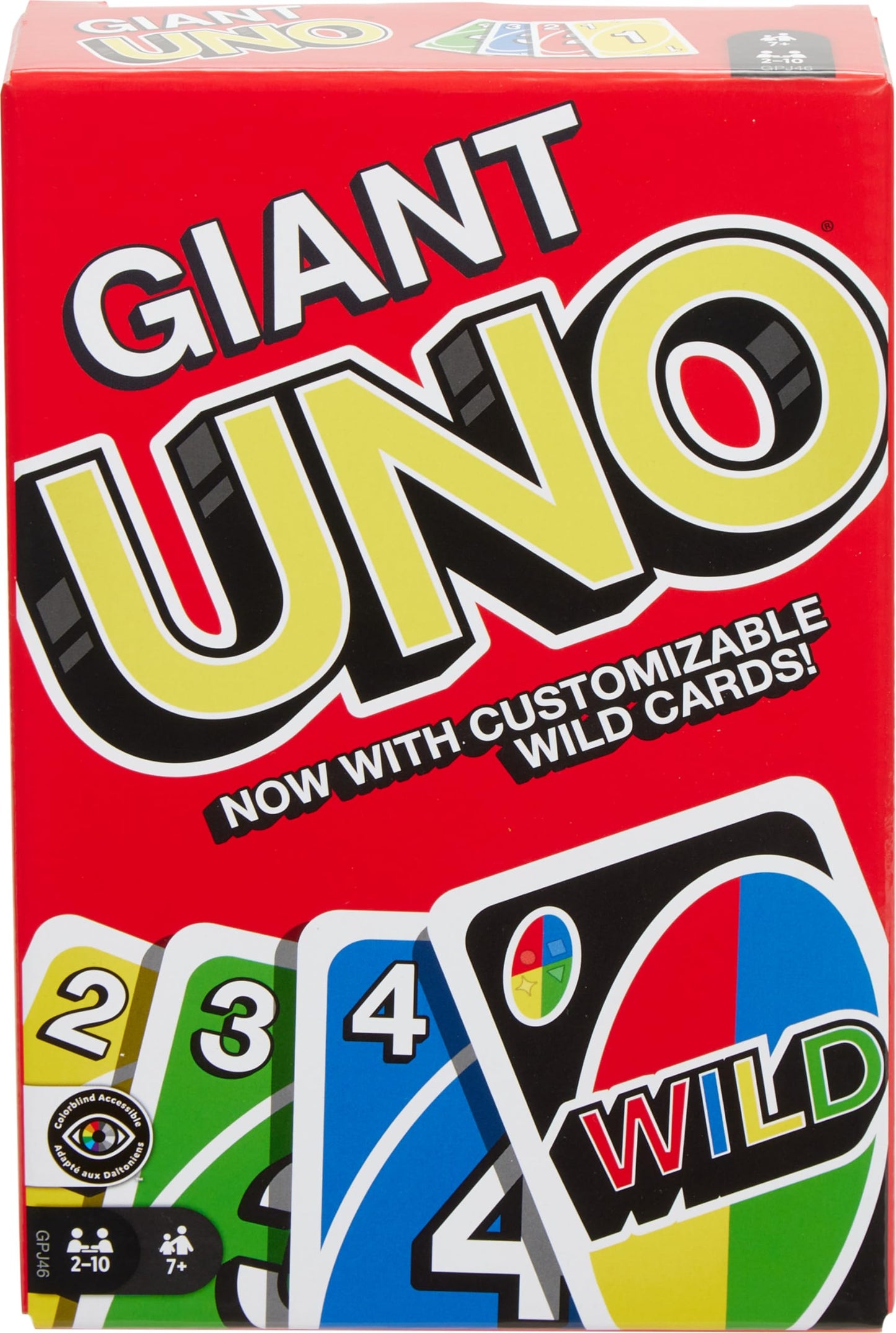 Mattel Games Giant UNO Card Game – Color-Blind Accessible, Customizable Large Deck for 2-10 Players