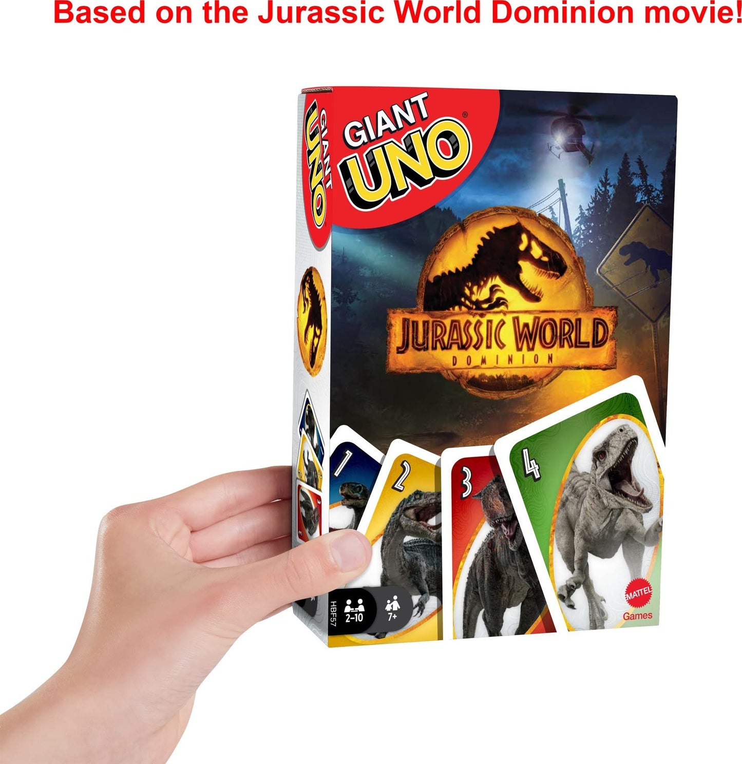 Mattel Games Giant UNO Jurassic World Dominion Card Game – Oversized Cards for 2–10 Players, Ages 7+