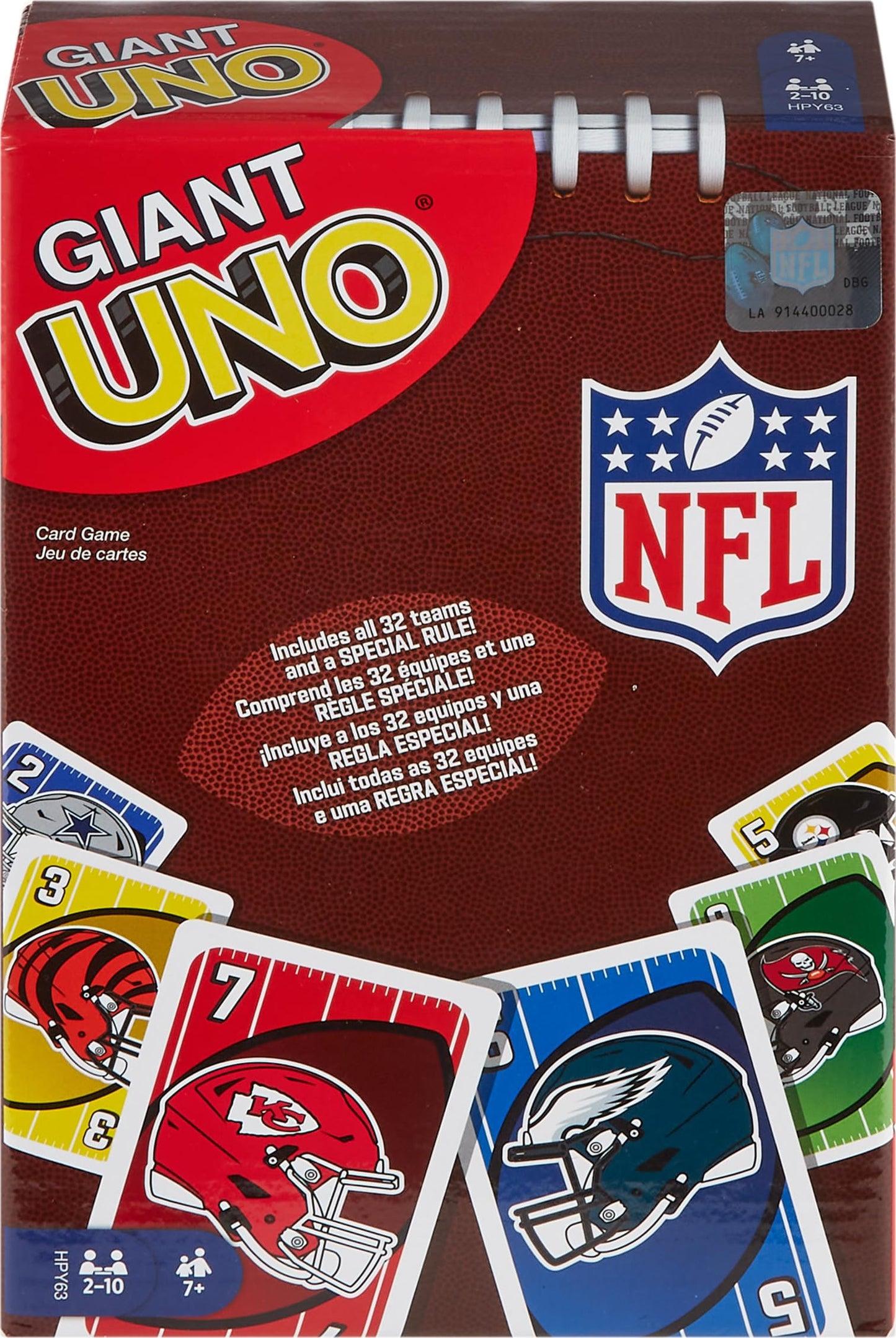 Mattel Games Giant UNO NFL Game with Oversized Cards – Family Fun for 2-10 Players