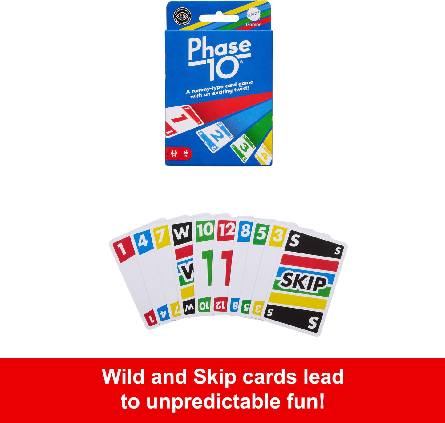 Mattel Games Phase 10 Card Game – 108 Cards, Family Night Fun for Ages 7+