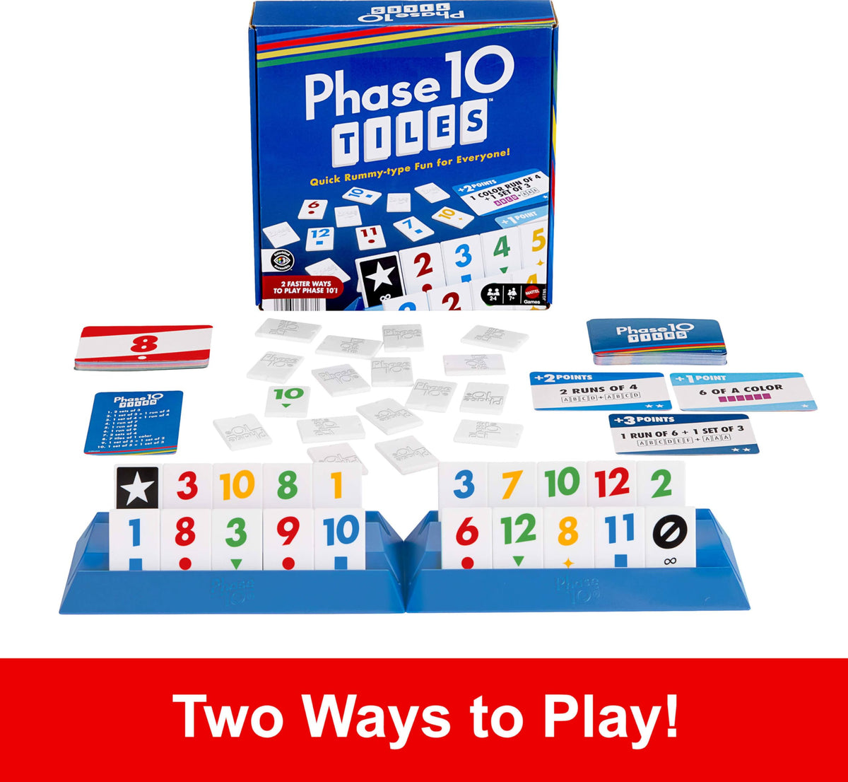 Mattel Games Phase 10 Tiles – Two Ways to Play for 2–6 Players | Quick Rummy-Style Tile Fun