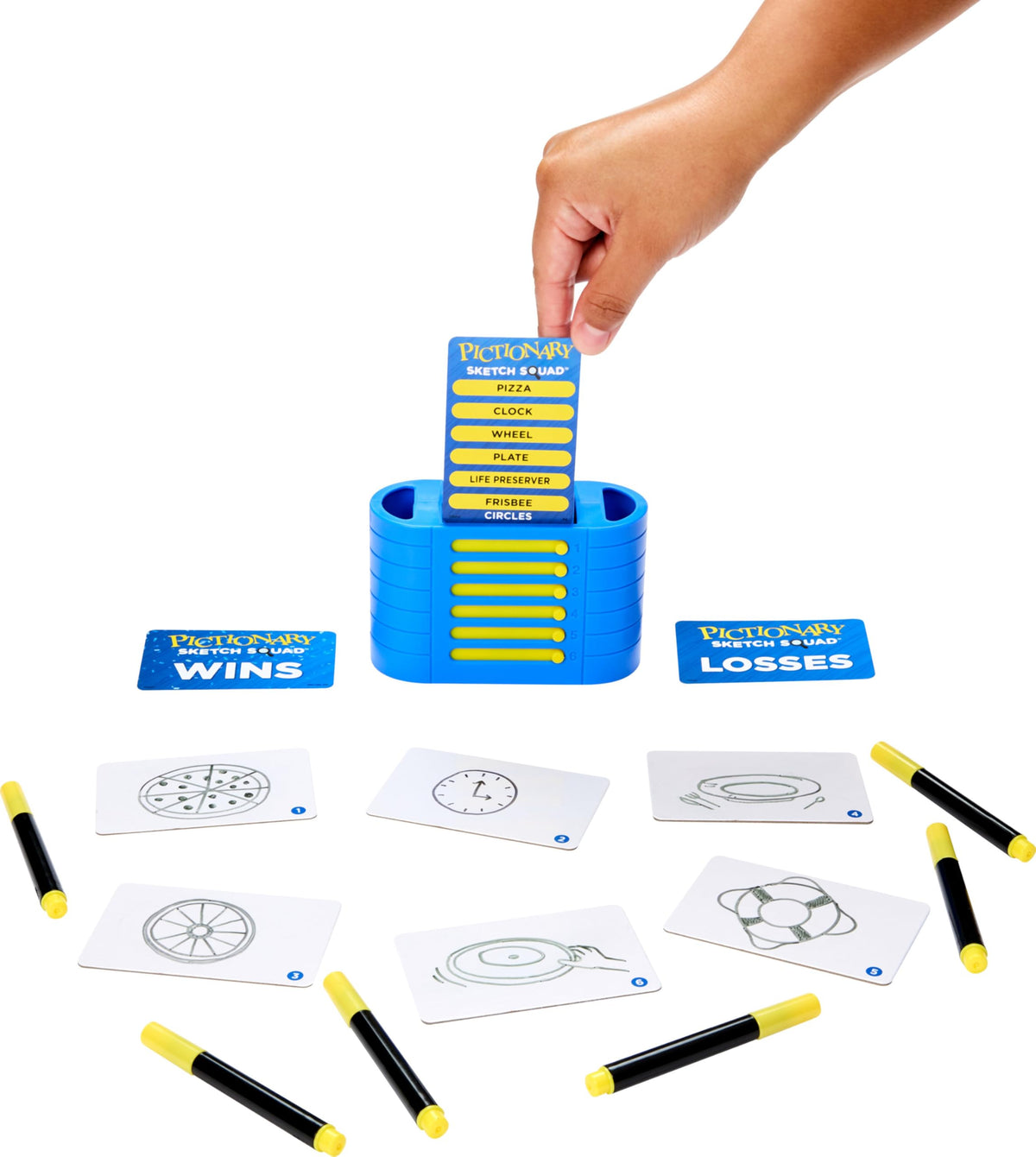 Mattel Games Pictionary Sketch Squad — Cooperative Party Game with Clues Case for 2–6 Players