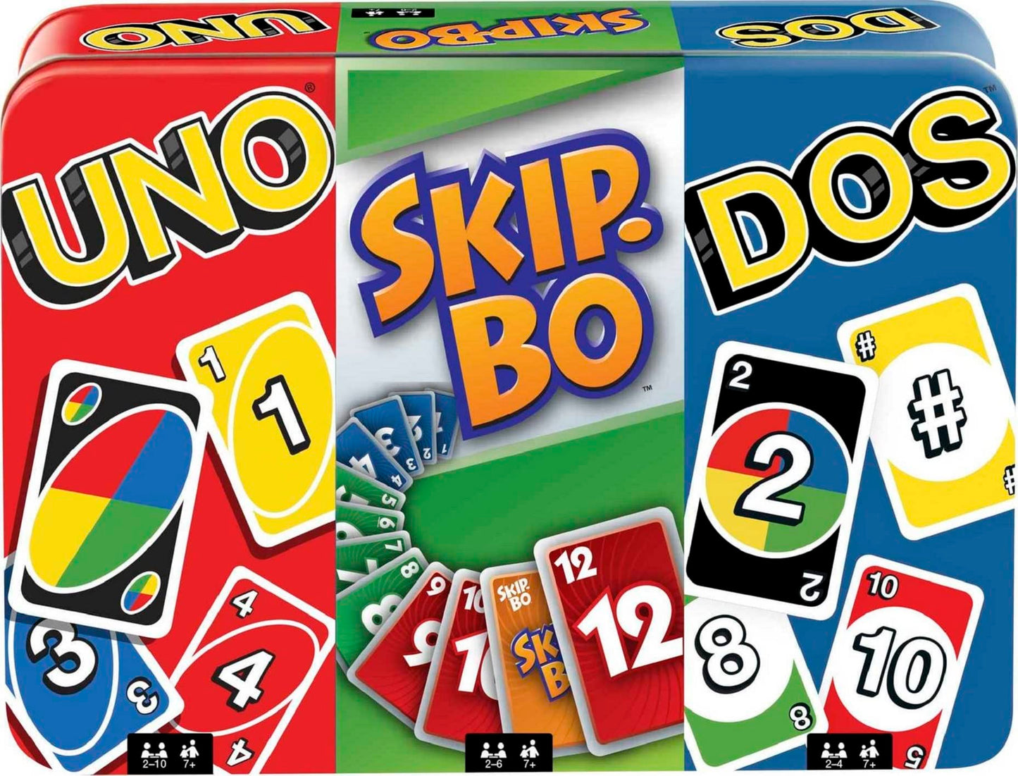 Mattel Games UNO, DOS & Skip-Bo Set – Travel Tin Card Games