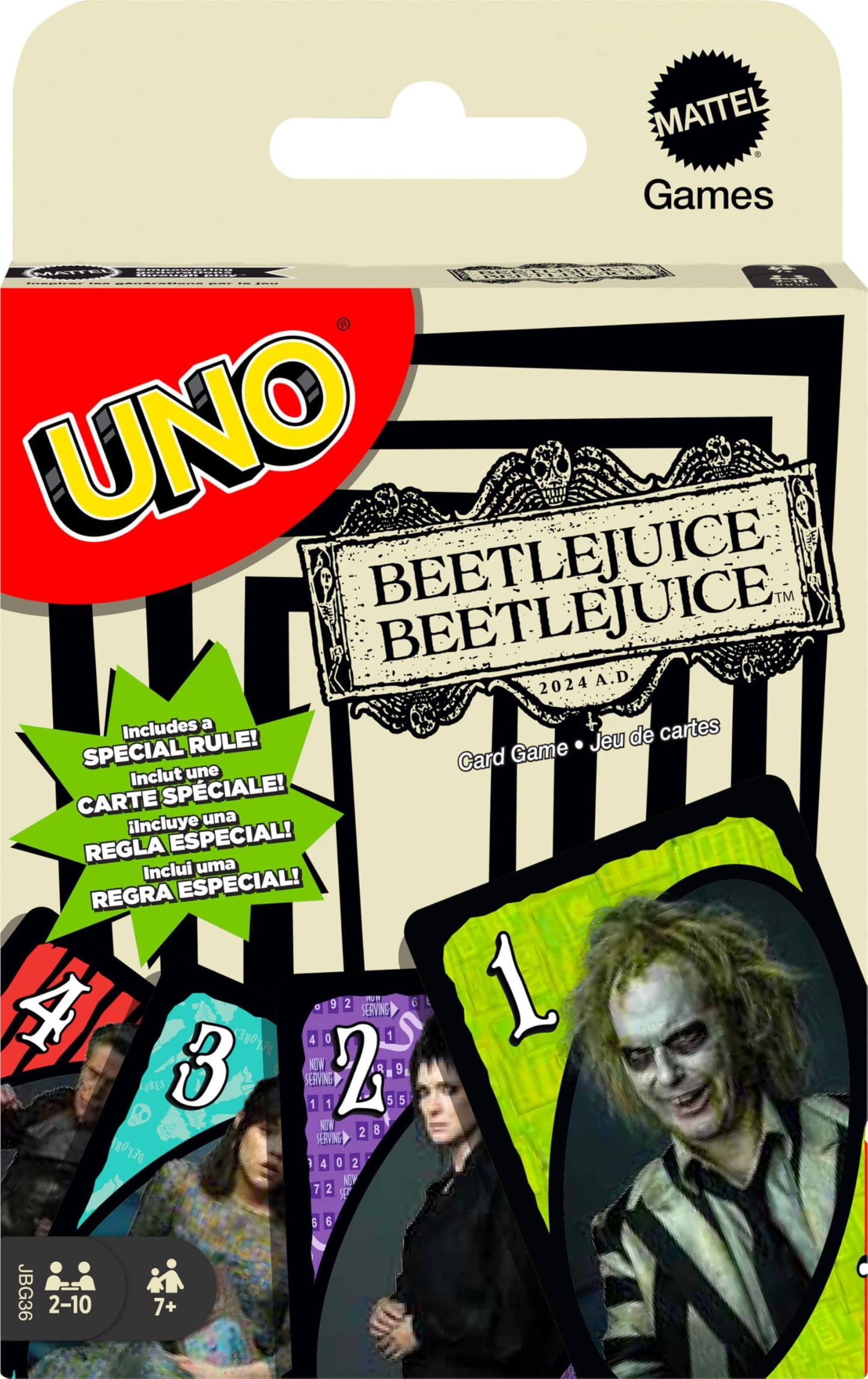 Mattel Games UNO Beetlejuice Beetlejuice Card Game – Family Fun for 2–10 Players