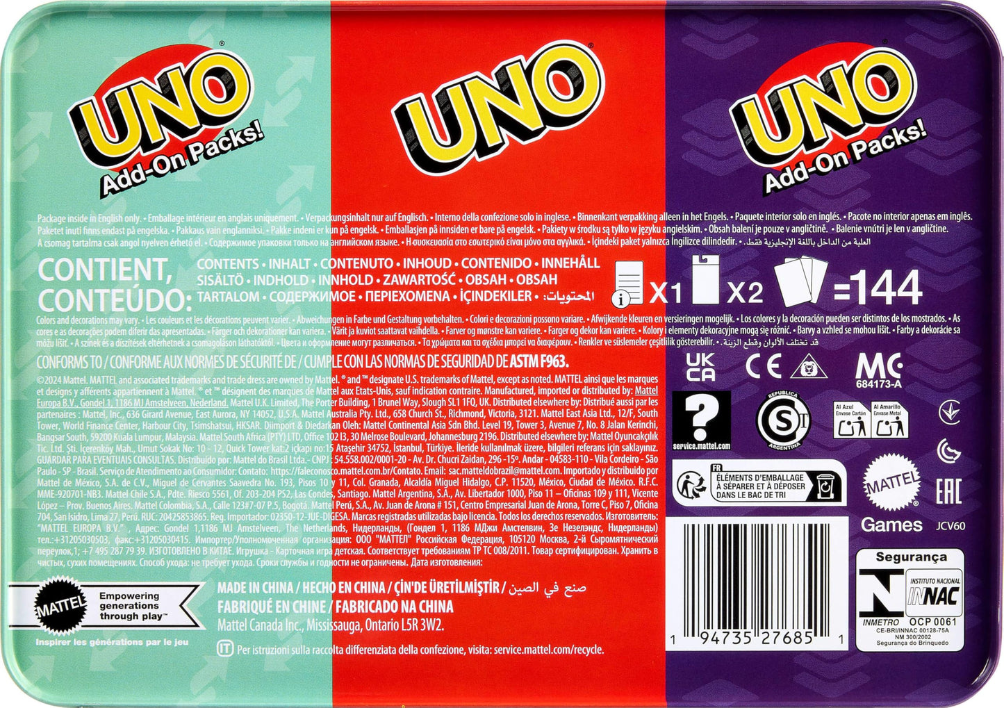 Mattel Games UNO Card Game with Collectible Tin & 2 Add-On Packs | Family Night (Amazon Exclusive)