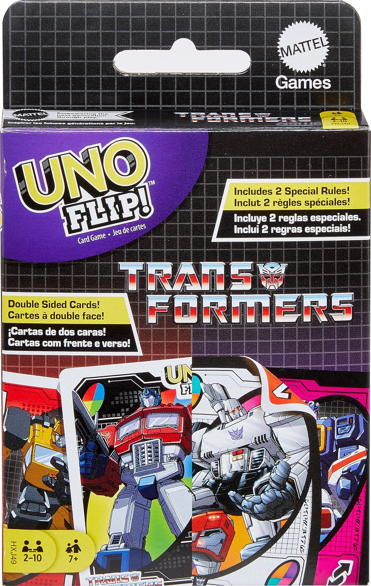 Mattel Games UNO Flip Transformers Card Game: Autobots vs Decepticons for Family Nights