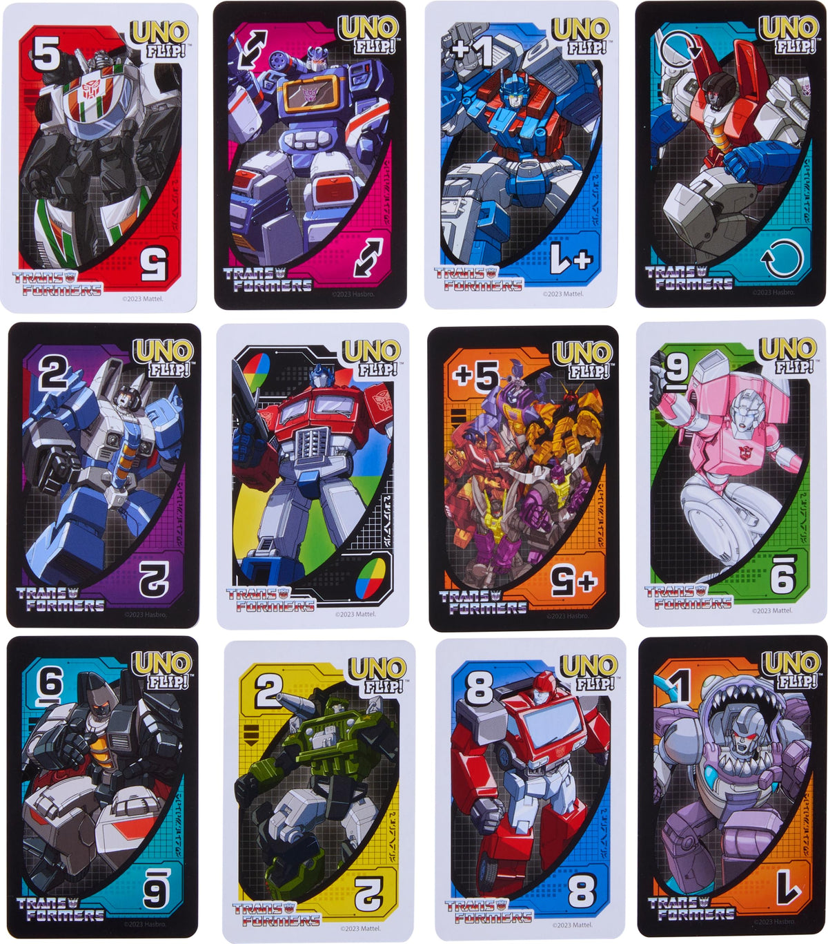 Mattel Games UNO Flip Transformers Card Game: Autobots vs Decepticons for Family Nights
