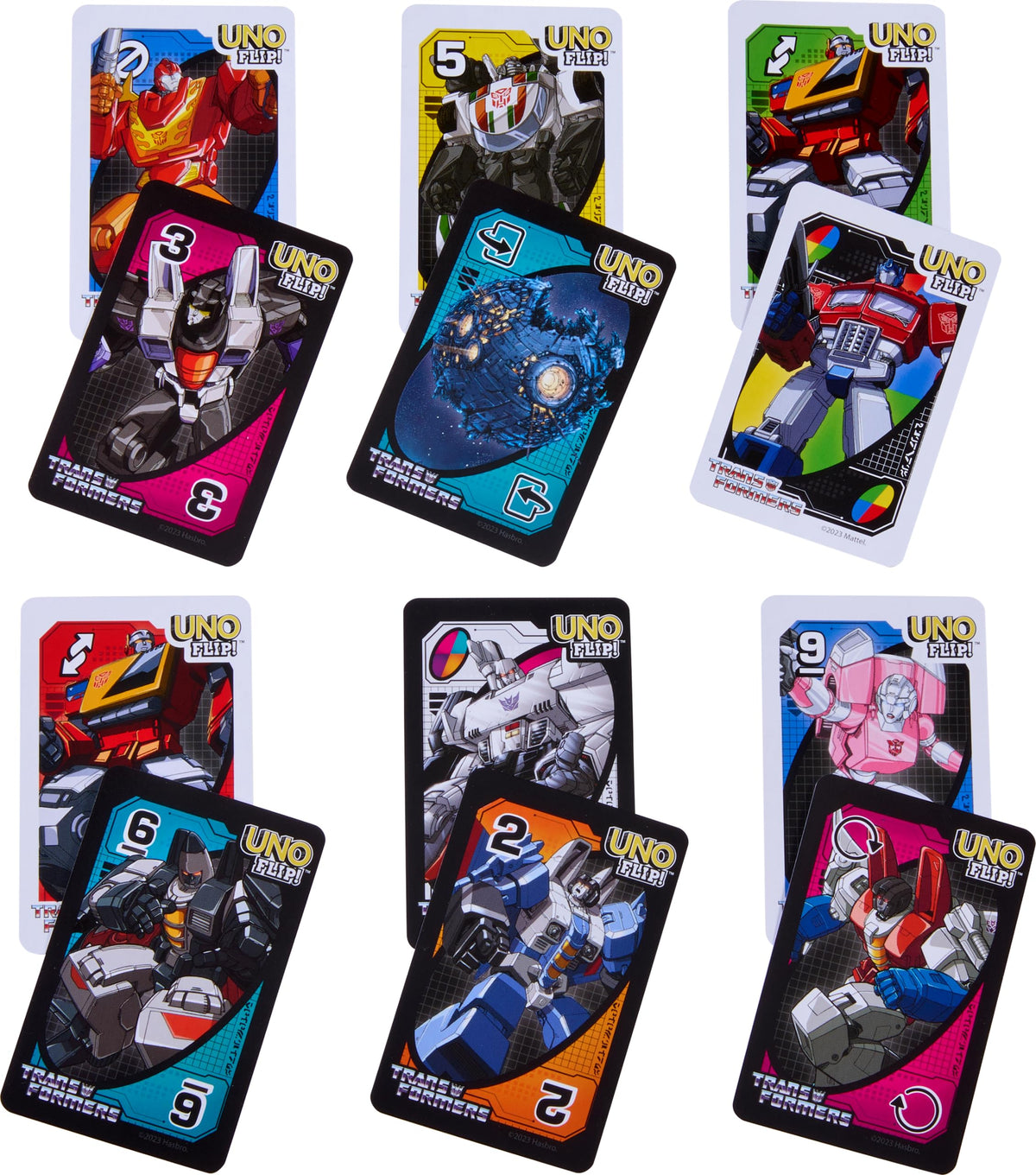 Mattel Games UNO Flip Transformers Card Game: Autobots vs Decepticons for Family Nights