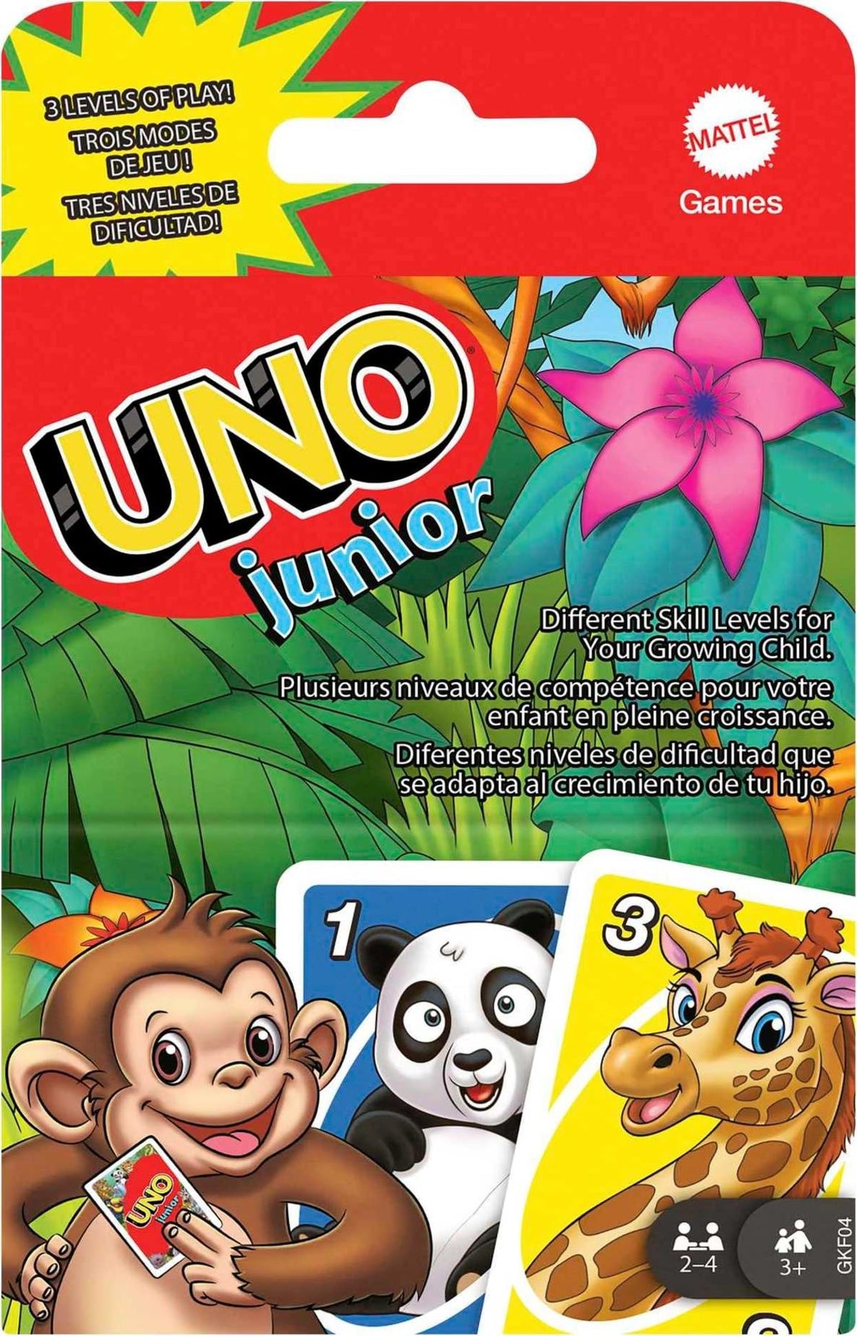 Mattel Games UNO Junior Card Game for Kids 3+ | 45 Cards, 3 Play Levels