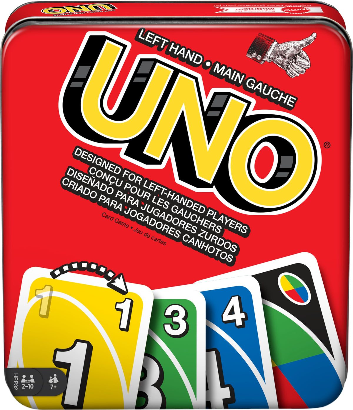 Mattel Games UNO Left-Handed Card Game in Collectible Tin | Family Night