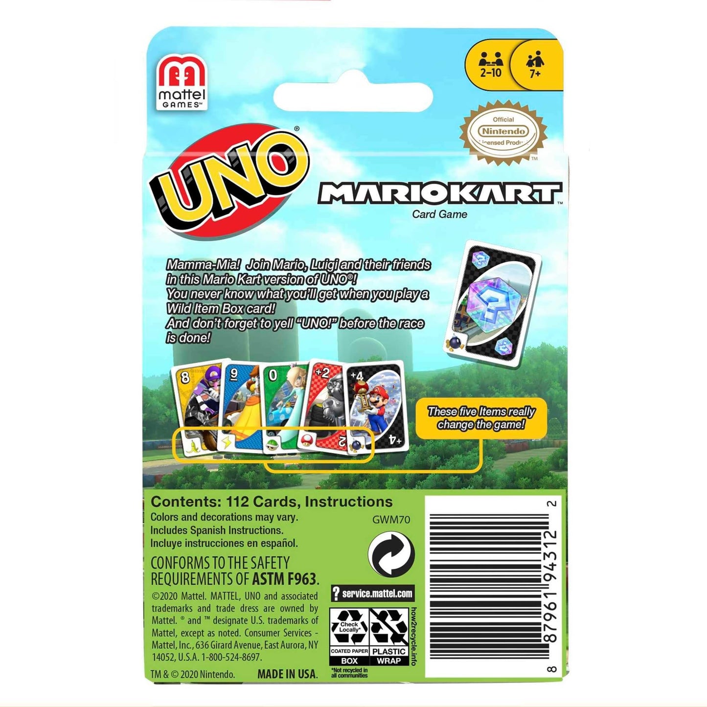 Mattel Games UNO Mario Kart Card Game for Kids, Adults, Families & Parties (2-10 Players)